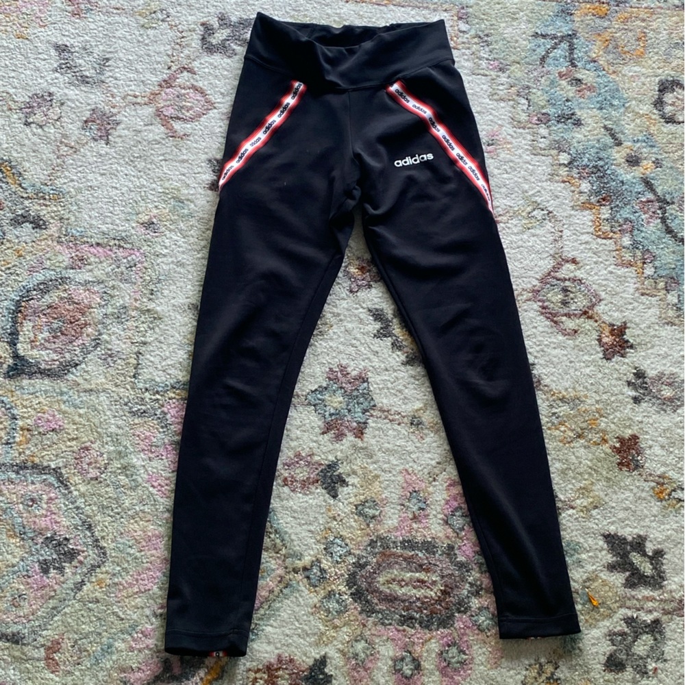 Adidas Black Leggings with Red Trim